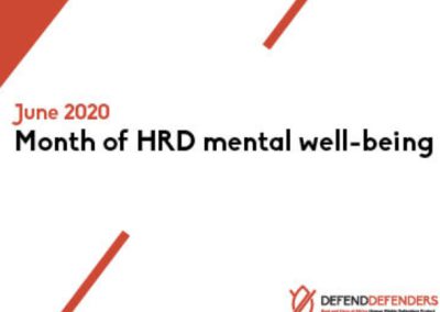 Human Rights Defenders Mental Wellbeing, DefendDefenders (2020)